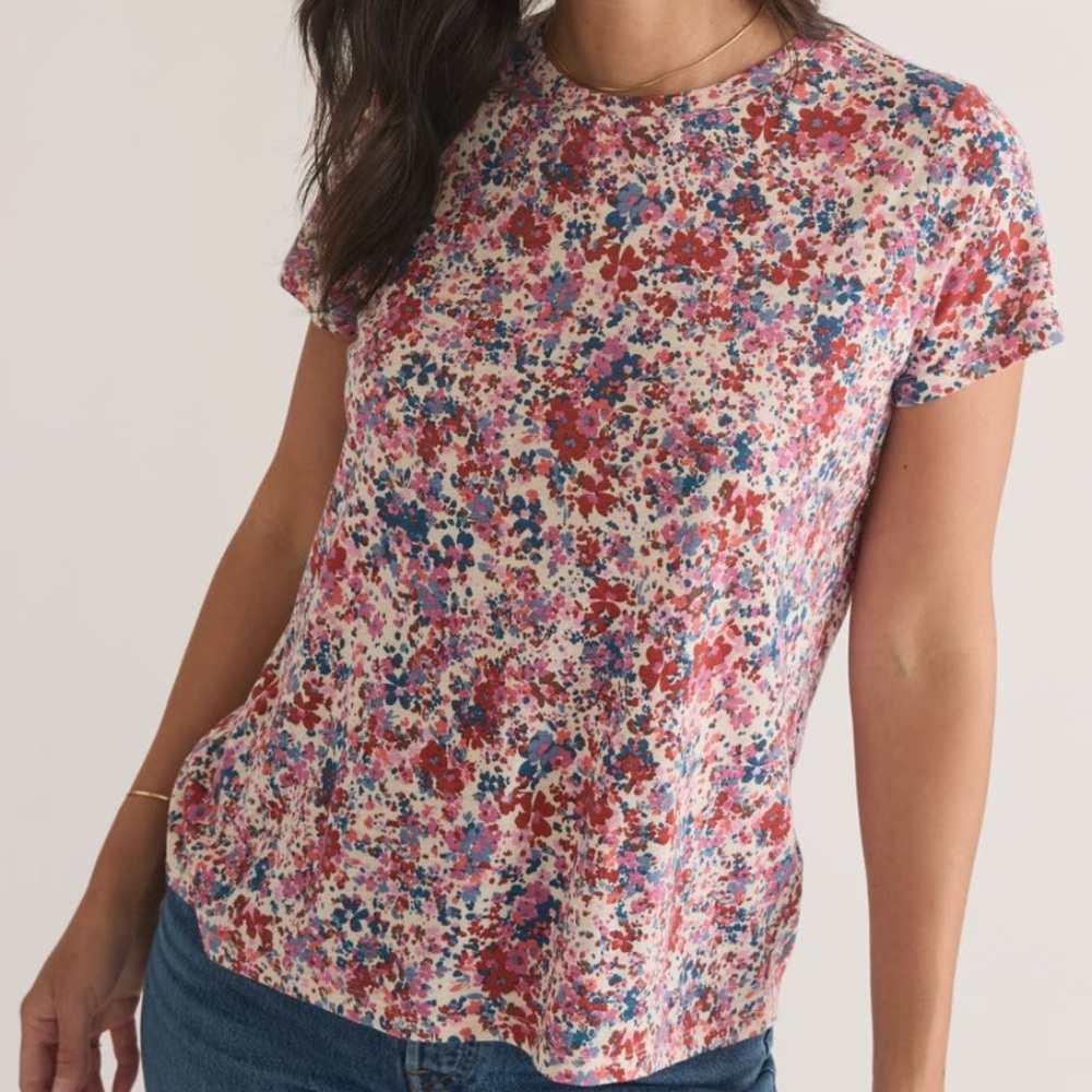 Marine Layer Floral Cotton & Modal Women’s Knit Tee Shirt Small EUC